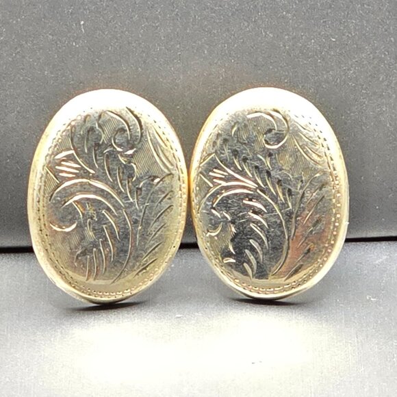 VTG Sterling Silver Floral Stud Earrings 1.25" Hollow Oval Signed FG 8.11g - Picture 10 of 10